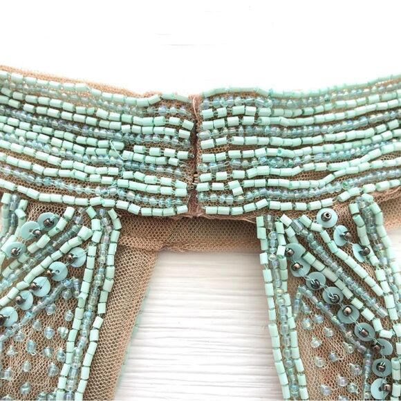 X by NBD REVOLVE Cool As Ice Top in Silver Mint Green Beaded Halter S NWT - Picture 10 of 12